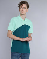 Seafoam Green With Peacock Blue Pique Pima Designer T-Shirt