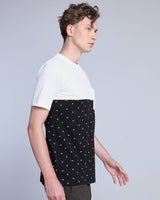 Black With White Lightning Bolt Printed Pique Pima Designer T-Shirt