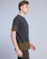 Metal Black With Moss Green Pique Pima Designer T-Shirt