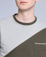 Crocodile Green With Gray Pique Pima Designer T-Shirt