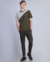 Crocodile Green With Gray Pique Pima Designer T-Shirt