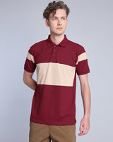 Beat Maroon With Cream Pique Pima Designer T-Shirt