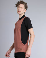 Rust Orange With Black Pique Pima Designer T-Shirt