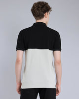 Silver Gray With Black Pique Pima Designer T-Shirt