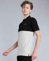 Silver Gray With Black Pique Pima Designer T-Shirt