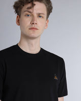 Black With Choco Brown Premium Cotton Designer T-shirt