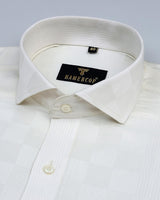 Daisy White Self Checked Jacquard Dobby Cotton Shirt