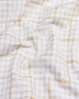 Waffle Cream With White Dobby Twill Check Cotton Shirt