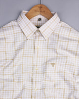 Waffle Cream With White Dobby Twill Check Cotton Shirt