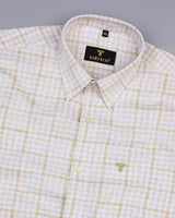 Waffle Cream With White Dobby Twill Check Cotton Shirt