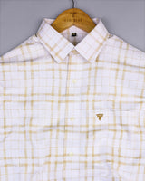 Pampas Cream With White Dobby Twill Check Cotton Shirt