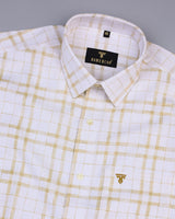 Pampas Cream With White Dobby Twill Check Cotton Shirt