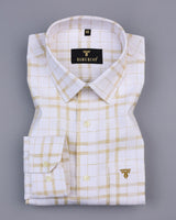 Pampas Cream With White Dobby Twill Check Cotton Shirt