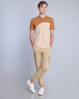 Copper Brown With Cream Pique Pima Designer T-Shirt