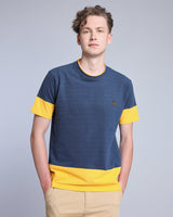NavyBlue With Mustard Pique Pima Designer T-Shirt