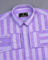 Eclate Lavender With White Stripe Linen Cotton Shirt