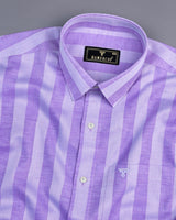 Eclate Lavender With White Stripe Linen Cotton Shirt