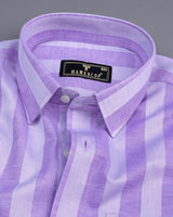 Eclate Lavender With White Stripe Linen Cotton Shirt