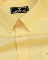 Liza Yellow Amsler Dobby Cotton Solid Shirt