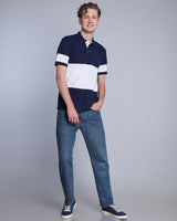 NavyBlue With White Pique Pima Designer T-Shirt