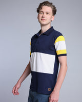 Ultra NavyBlue With White Pique Pima Designer T-Shirt