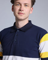 Ultra NavyBlue With White Pique Pima Designer T-Shirt