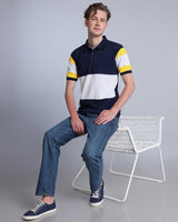 Ultra NavyBlue With White Pique Pima Designer T-Shirt