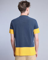 NavyBlue With Mustard Pique Pima Designer T-Shirt