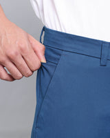Indigo Blue Stretch Cotton Chinos