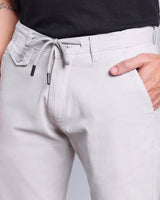 Stylish Grayish Off White Stretch Cotton Shorts