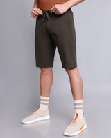 Stylish Sacramento Dark Green Stretch Cotton Shorts