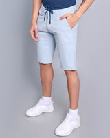 Stylish Sky Blue Stretch Cotton Shorts