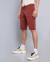 Stylish Coffee Brown Stretch Cotton Shorts