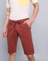 Stylish Coffee Brown Stretch Cotton Shorts