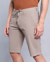 Stylish Smokey Taupe Stretch Cotton Shorts