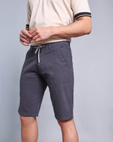 Stylish Charcoal Grey Stretch Cotton Shorts