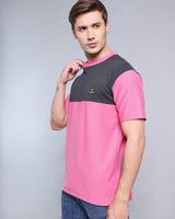 Rose Pink With Black Pique Pima Designer T-Shirt