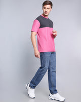 Rose Pink With Black Pique Pima Designer T-Shirt