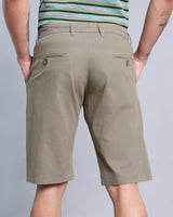 Stylish Olive Green Stretch Cotton Shorts