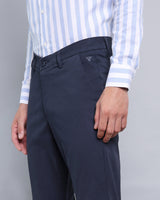 Midnight Navy Blue Stretch Cotton Chinos