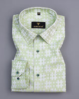 Mikado Green With White Designer Dobby Premium Gizza Shirt