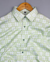 Mikado Green With White Designer Dobby Premium Gizza Shirt