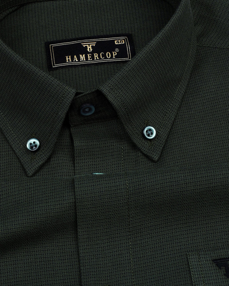 Cobra Green Dot Printed Solid Cotton Formal Shirt
