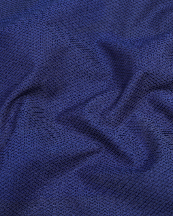 NavyBlue Diamond Pattern Dobby Cotton Solid Shirt