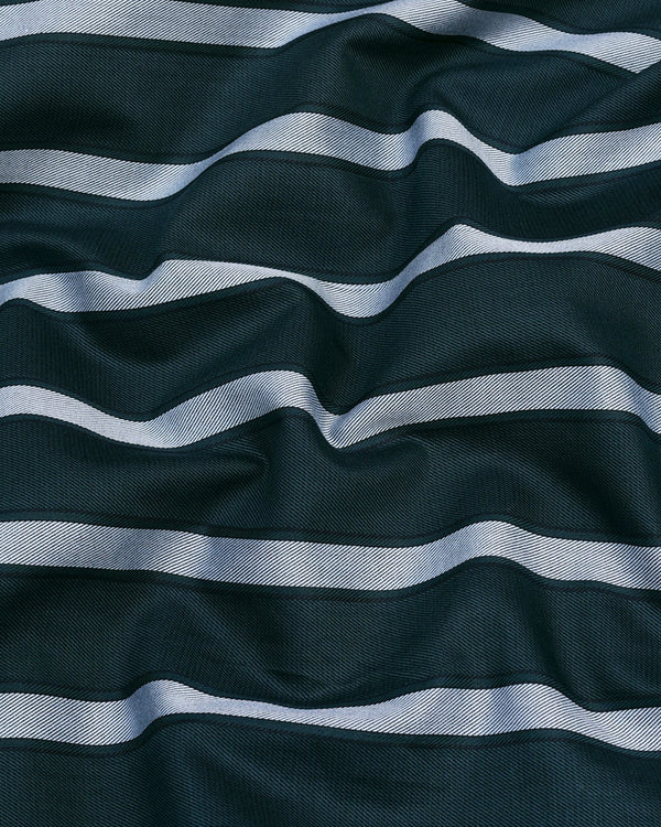 Poison Green With Gray Stripe Formal Cotton Shirt