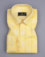 Ottarwa Yellow Dobby Jacquard Check Premium Gizza Shirt