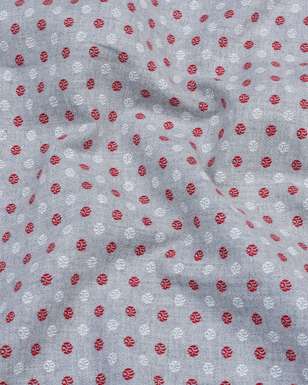 Red And White Sphere Printed Gray Color Plaid Flannel Shirt
