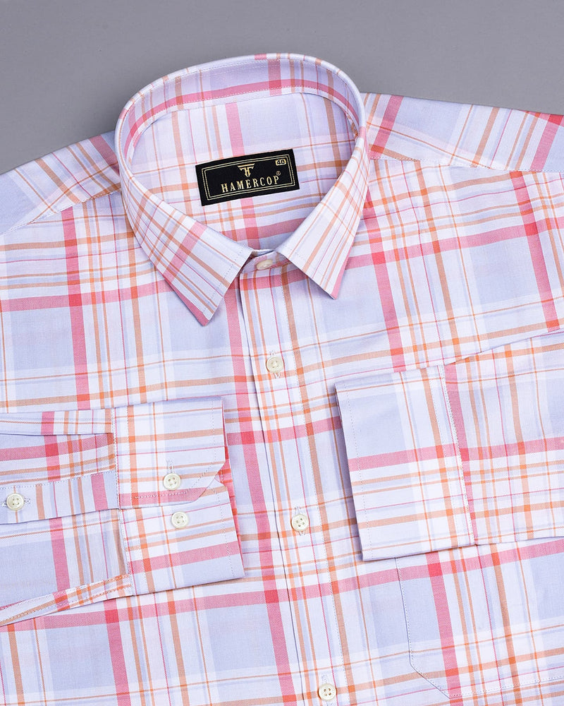 Corbin Pink And Gray Twill Check Premium Cotton Shirt