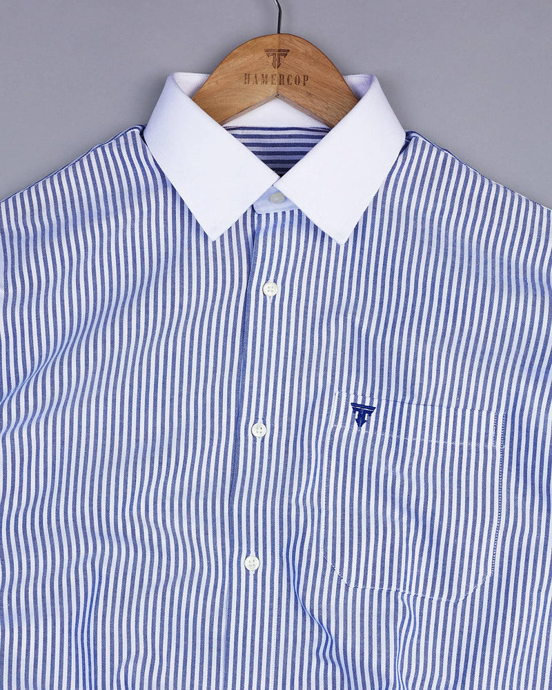Atlanta Blue Bengal Stripe Oxford Cotton Designer Shirt