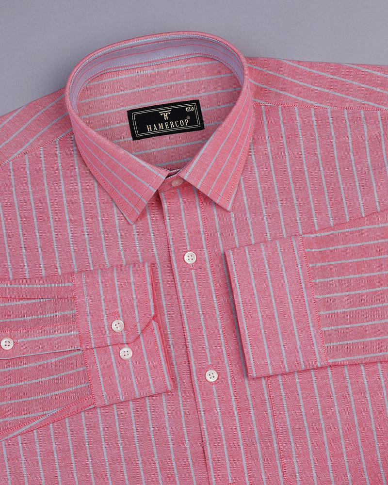 Lapis Pink With Gray Stripe Oxford Cotton Shirt